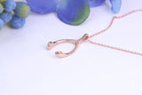 Rose Gold Wishbone Necklace Together with Rose Gold Chain, Made from Solid Cast Rose Gold with High Polished Finish and British Hallmarked