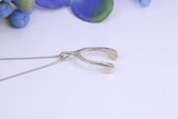 White Gold Wishbone Necklace Together with White Gold Chain, Made from Solid Cast White Gold with High Polished Finish and British Hallmark
