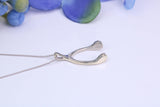 White Gold Wishbone Necklace Together with White Gold Chain, Made from Solid Cast White Gold with High Polished Finish and British Hallmark