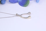 White Gold Wishbone Necklace Together with White Gold Chain, Made from Solid Cast White Gold with High Polished Finish and British Hallmark