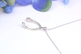 White Gold Wishbone Necklace Together with White Gold Chain, Made from Solid Cast White Gold with High Polished Finish and British Hallmark