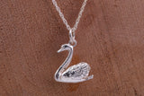 Swan Charm Necklace, made from solid cast Silver, complete with Silver Chain