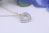 Love Heart Charm Necklace, made from solid cast Silver, complete with Silver Chain