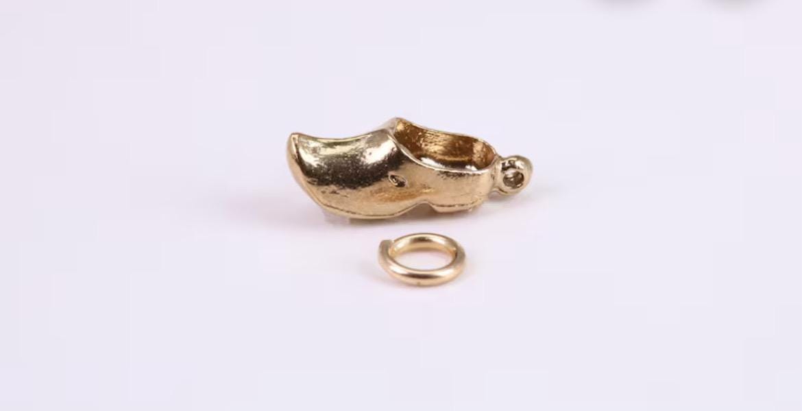 Sewing Machine and Dutch Clog Charm,both Made From Solid Cast 14k Yellow Gold with British Hallmark, Complete with Attachment Link