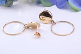 Round Disc Dropper Hoop Earrings Made from 9ct Yellow Gold