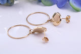 Round Disc Dropper Hoop Earrings Made from 9ct Yellow Gold