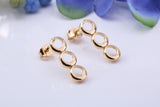 18 mm Long Dropper Hoop Earrings Made from 9ct Yellow Gold