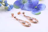 34 mm Long Teardrop Shaped Rose Gold Dropper Earrings, Made From 9ct Gold