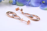 34 mm Long Teardrop Shaped Rose Gold Dropper Earrings, Made From 9ct Gold