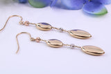 50 mm Long Bean Dropper Earrings Made from 9ct Yellow