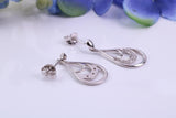 Natural Diamonds set Dropper Earrings Made from 9ct White Gold
