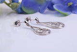 Natural Diamonds set Dropper Earrings Made from 9ct White Gold