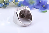 Very large Cubic Zirconia set Pyramid ring, made from solid cast silver, Diamond set Look
