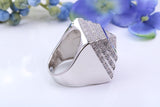 Very large Cubic Zirconia set Pyramid ring, made from solid cast silver, Diamond set Look
