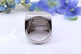 Very large Cubic Zirconia set Pyramid ring, made from solid cast silver, Diamond set Look