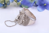 Cubic Zirconia set Saddle ring, made from solid cast silver
