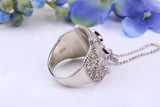 Cubic Zirconia set Saddle ring, made from solid cast silver