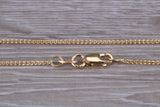 Spiga Chain 1.50 mm wide, made from 9ct Yellow Gold, 18 or 20 Inches Long option, British Hallmarked