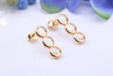 18 mm Long Dropper Hoop Earrings Made from 9ct Yellow Gold