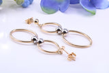 48 mm Long Dropper Hoop Earrings Made from 9ct Yellow and White Gold