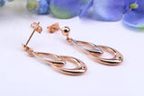 34 mm Long Teardrop Shaped Rose Gold Dropper Earrings, Made From 9ct Gold