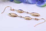 50 mm Long Bean Dropper Earrings Made from 9ct Yellow