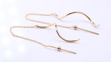 110mm Long Dropper Earrings, Very Long Feed Through Chain Fitting, Made from 9ct Yellow