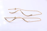 110mm Long Dropper Earrings, Very Long Feed Through Chain Fitting, Made from 9ct Yellow