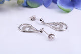Natural Diamonds set Dropper Earrings Made from 9ct White Gold