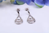 Natural Diamonds set Dropper Earrings Made from 9ct White Gold