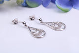 Natural Diamonds set Dropper Earrings Made from 9ct White Gold