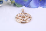 22 mm Round Pentagram Pendant, Made from Solid Yellow Gold, Your Choice of Precious Metals and Chain Option, with British Hallmark