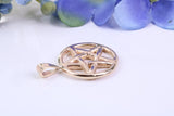 22 mm Round Pentagram Pendant, Made from Solid Yellow Gold, Your Choice of Precious Metals and Chain Option, with British Hallmark