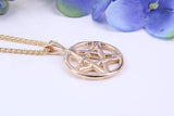 22 mm Round Pentagram Pendant, Made from Solid Yellow Gold, Your Choice of Precious Metals and Chain Option, with British Hallmark