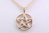 22 mm Round Pentagram Pendant, Made from Solid Yellow Gold, Your Choice of Precious Metals and Chain Option, with British Hallmark