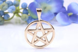 22 mm Round Pentagram Pendant, Made from Solid Yellow Gold, Your Choice of Precious Metals and Chain Option, with British Hallmark