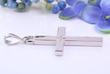 Diamond set Very Large 65 mm Long Chunky Cross, Made From Solid Cast Silver, Optional Silver Chain Included, British Hallmarked