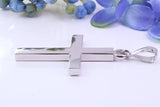 Diamond set Very Large 65 mm Long Chunky Cross, Made From Solid Cast Silver, Optional Silver Chain Included, British Hallmarked