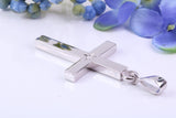 Diamond set Very Large 65 mm Long Chunky Cross, Made From Solid Cast Silver, Optional Silver Chain Included, British Hallmarked