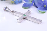 Natural Emerald set Very Large 65 mm Long Chunky Cross, Made From Solid Cast Silver, Optional Silver Chain Included, British Hallmarked