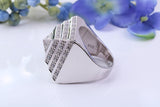 Very large Cubic Zirconia set Pyramid ring, made from solid cast silver, Diamond set Look