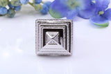 Very large Cubic Zirconia set Pyramid ring, made from solid cast silver, Diamond set Look