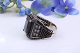 Large Rectangle cut Amethyst C Z Gents Ring, Made from solid Silver, chunky looking ring