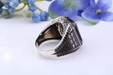 Large Rectangle cut Amethyst C Z Gents Ring, Made from solid Silver, chunky looking ring