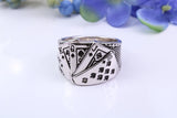 Royal Flush Playing Cards Ring, made from solid Silver, chunky looking Ring