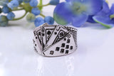 Royal Flush Playing Cards Ring, made from solid Silver, chunky looking Ring
