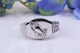Hand Praying ring, made from solid cast silver