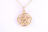Gold Pentagram Pendant, Made from Solid 14K Yellow Gold with British Hallmark