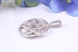 22 mm Round Pentagram Pendant, Made from Solid Cast Platinum or White Gold, British Hallmark