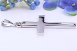 Natural Sapphire set Large 50 mm Long Chunky Cross, Made From Solid Cast Silver, Complete with Belcher Chain, British Hallmarked